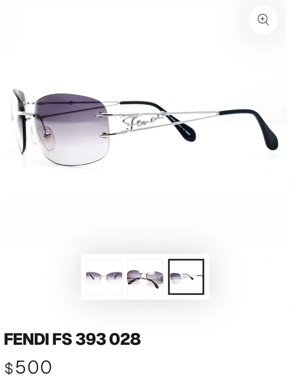 Fendi Rimless Sunglasses with Purple Gradient Lenses